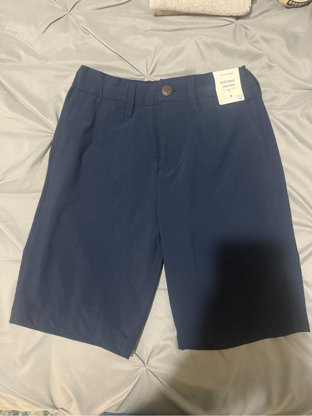 abercrombie kids Boys Navy Performance Chino Short - NWT - Size 11/12